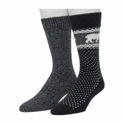 Cuddl Duds Socks For Men 2-pack Fairisle & Solid Crew Socks 11 Cuddl Duds Socks For Men 2-pack Fairisle & Solid Crew Socks -Outdoor Clothing Sales 5048670 Black Bear