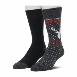 Cuddl Duds Socks For Men 2-pack Fairisle & Solid Crew Socks 9 Cuddl Duds Socks For Men 2-pack Fairisle & Solid Crew Socks -Outdoor Clothing Sales 5048670 Black Deer