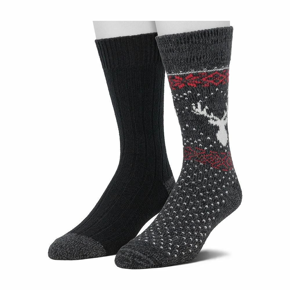 Cuddl Duds Socks For Men 2-pack Fairisle & Solid Crew Socks 5 Cuddl Duds Socks For Men 2-pack Fairisle & Solid Crew Socks - Image 3