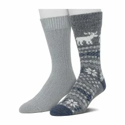 Cuddl Duds Socks For Men 2-pack Fairisle & Solid Crew Socks 10 Cuddl Duds Socks For Men 2-pack Fairisle & Solid Crew Socks -Outdoor Clothing Sales 5048670 Grey Moose