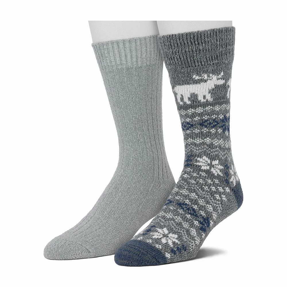 Cuddl Duds Socks For Men 2-pack Fairisle & Solid Crew Socks 6 Cuddl Duds Socks For Men 2-pack Fairisle & Solid Crew Socks - Image 4