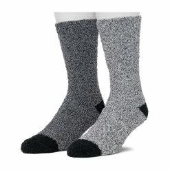 Cuddl Duds Socks For Men 2-Pack Patterned & Solid Ultra Soft and Cozy Crew Socks -Outdoor Clothing Sales 5048704 Black
