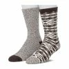 Cuddl Duds Socks For Men 2-Pack Patterned & Solid Ultra Soft and Cozy Crew Socks -Outdoor Clothing Sales 5048704 Java