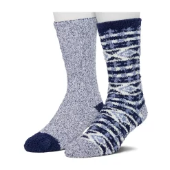 Cuddl Duds Socks For Men 2-Pack Patterned & Solid Ultra Soft and Cozy Crew Socks -Outdoor Clothing Sales 5048704 Medievil Blue