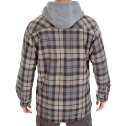 Men's Smith's Workwear Plaid Sherpa-Lined Microfleece Hooded Shirt Jacket -Outdoor Clothing Sales 5156351 ALT