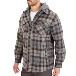 Men's Smith's Workwear Plaid Sherpa-Lined Microfleece Hooded Shirt Jacket -Outdoor Clothing Sales 5156351 ALT2