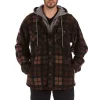 Men's Smith's Workwear Plaid Sherpa-Lined Microfleece Hooded Shirt Jacket -Outdoor Clothing Sales 5156351 Brown