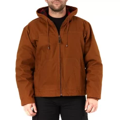 Men's Smith's Workwear Flannel-Lined Canvas Hooded Work Jacket