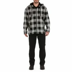 Men's Smith's Workwear Buffalo Plaid Sweater Fleece Hooded Jacket -Outdoor Clothing Sales 5156714 ALT5