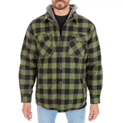 Men's Smith's Workwear Sherpa-Lined Hooded Flannel Shirt Jacket -Outdoor Clothing Sales 5156716 Olive Black
