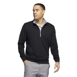 Men's adidas Regular-Fit Performance Quarter-Zip Golf Pullover Top -Outdoor Clothing Sales 5166670 Black
