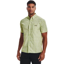 Men's Under Armour Tide Chaser 2.0 Regular-Fit Plaid Performance Button-Down Shirt -Outdoor Clothing Sales 5173783 Lime Foam
