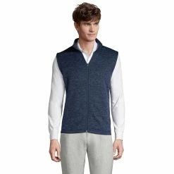 Men's Lands' End Sweater Fleece Vest -Outdoor Clothing Sales 5177484 True Navy Heather