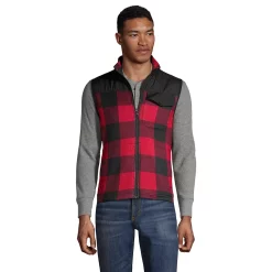 Men's Lands' End Hybrid Fleece Vest -Outdoor Clothing Sales 5177485 Red Buffalo Check