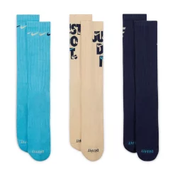 Men's Nike Everyday Plus Cushioned 3-Pack Crew Socks -Outdoor Clothing Sales 5182291 Blue Cream Navy
