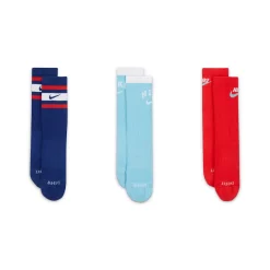 Men's Nike Everyday Plus Cushioned 3-Pack Crew Socks -Outdoor Clothing Sales 5182291 Royal Blue Chili Red