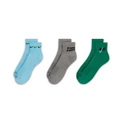 Men's Nike 3-pack Everyday Plus Cushion Ankle Training Socks -Outdoor Clothing Sales 5182339 Blue Chili Grey Green
