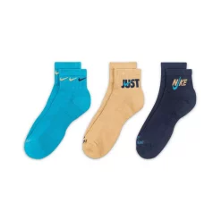 Men's Nike 3-pack Everyday Plus Cushion Ankle Training Socks -Outdoor Clothing Sales 5182339 Blue Cream Navy
