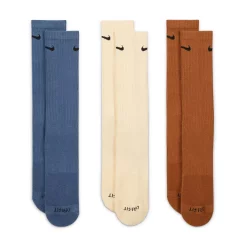 Men's Nike 3-pack Dri-FIT Everyday Plus Cushioned Training Crew Socks -Outdoor Clothing Sales 5183662 Blue Cream Brown