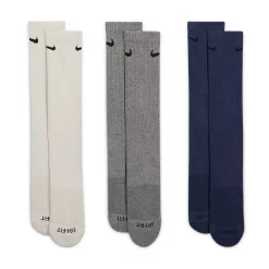 Men's Nike 3-pack Dri-FIT Everyday Plus Cushioned Training Crew Socks -Outdoor Clothing Sales 5183662 Gray Navy