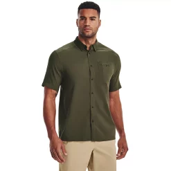 Men's Under Armour Drift Tide 2.0 Fitted Performance Button-Down Shirt -Outdoor Clothing Sales 5185858 Marine Od Green