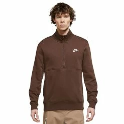 Men's Nike Club Quarter Zip Pullover -Outdoor Clothing Sales 5189538 Cacao Wow