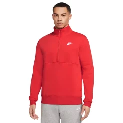 Men's Nike Club Quarter Zip Pullover -Outdoor Clothing Sales 5189538 Light Crimson