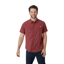 Men's Eddie Bauer Mountain Regular-Fit Performance Button-Down Shirt -Outdoor Clothing Sales 5190611 Andorra Red