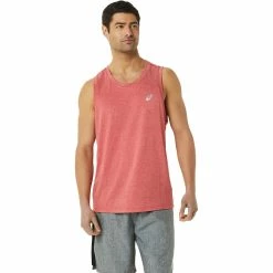Men's ASICS Ready-Set Lyte Tank Top -Outdoor Clothing Sales 5206589 Classic Red Heather