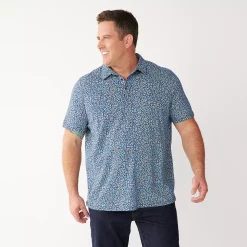 Men's Big & Tall Apt. 9® Printed Party Polo -Outdoor Clothing Sales 5216178 Ditsy Navy