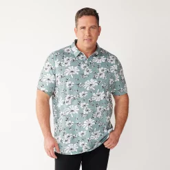 Men's Big & Tall Apt. 9® Printed Party Polo -Outdoor Clothing Sales 5216178 Gray Floral