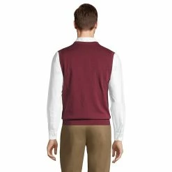 Men's Lands' End Fine-Gauge Supima Cotton Sweater Vest -Outdoor Clothing Sales 5236239 ALT