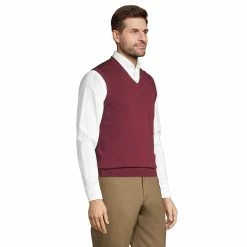 Men's Lands' End Fine-Gauge Supima Cotton Sweater Vest -Outdoor Clothing Sales 5236239 ALT2