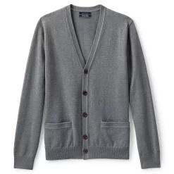 Men's Lands' End Classic-Fit Supima Cotton Cardigan Sweater -Outdoor Clothing Sales 5236268 Charcoal Heather