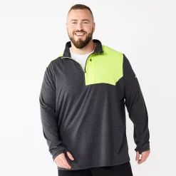 Big & Tall Tek Gear® Mixed Media Pullover -Outdoor Clothing Sales 5236923 Black Yellow