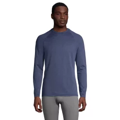 Men's Lands' End Stretch Thermaskin Long Underwear Crewneck Base Layer Top -Outdoor Clothing Sales 5238183 Light Navy