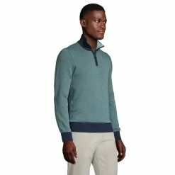 Men's Lands' End Fine Gauge Supima Quarter Zip Sweater -Outdoor Clothing Sales 5240180 ALT2