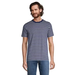 Big & Tall Lands' End Classic-Fit Supima Tee -Outdoor Clothing Sales 5243380 Navy Ivory Stripe