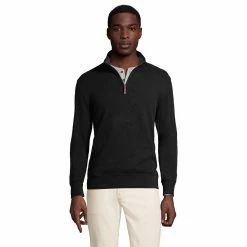 Big & Tall Lands' End Bedford Regular-Fit Rib Quarter-Zip Sweater -Outdoor Clothing Sales 5244746 Black