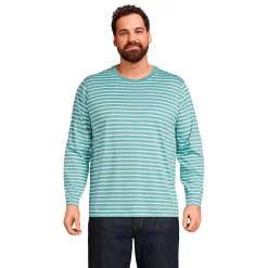 Big & Tall Lands' End Classic-Fit Supima Tee 18 Big & Tall Lands' End Classic-Fit Supima Tee -Outdoor Clothing Sales 5247867 Teal White Stripe