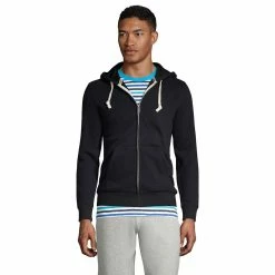 Big & Tall Lands' End Serious Sweats Full-Zip Hoodie -Outdoor Clothing Sales 5247869 Black