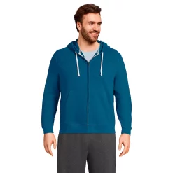 Big & Tall Lands' End Serious Sweats Full-Zip Hoodie -Outdoor Clothing Sales 5247869 Evening Blue