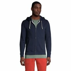 Big & Tall Lands' End Serious Sweats Full-Zip Hoodie -Outdoor Clothing Sales 5247869 Radiant Navy