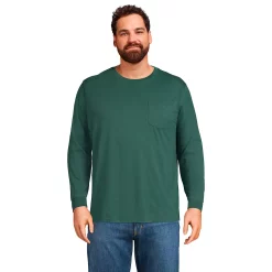 Big & Tall Lands' End Super-T Pocket Tee -Outdoor Clothing Sales 5247872 Deep Woodland Green