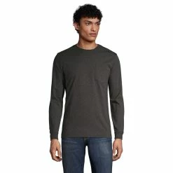 Big & Tall Lands' End Super-T Pocket Tee -Outdoor Clothing Sales 5247872 Dk Charcoal Heather