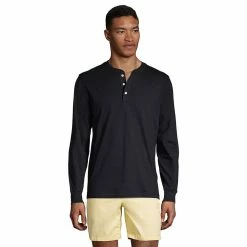 Big & Tall Lands' End Super-T Classic-Fit Henley -Outdoor Clothing Sales 5247875 Black