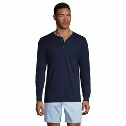 Big & Tall Lands' End Super-T Classic-Fit Henley -Outdoor Clothing Sales 5247875 Radiant Navy