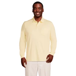 Big & Tall Lands' End Super Soft Classic-Fit Supima Pocket Polo -Outdoor Clothing Sales 5247877 Golden Candle Light