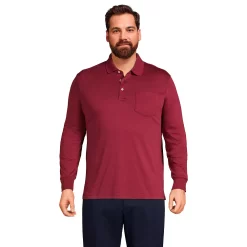Big & Tall Lands' End Super Soft Classic-Fit Supima Pocket Polo -Outdoor Clothing Sales 5247877 Rich Burgundy
