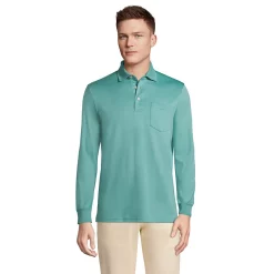 Big & Tall Lands' End Super Soft Classic-Fit Supima Pocket Polo -Outdoor Clothing Sales 5247877 Teal Shadow